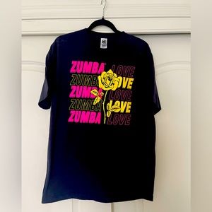 Zumba Love Black Short Sleeve T-Shirt with rose - unisex, one size fits all